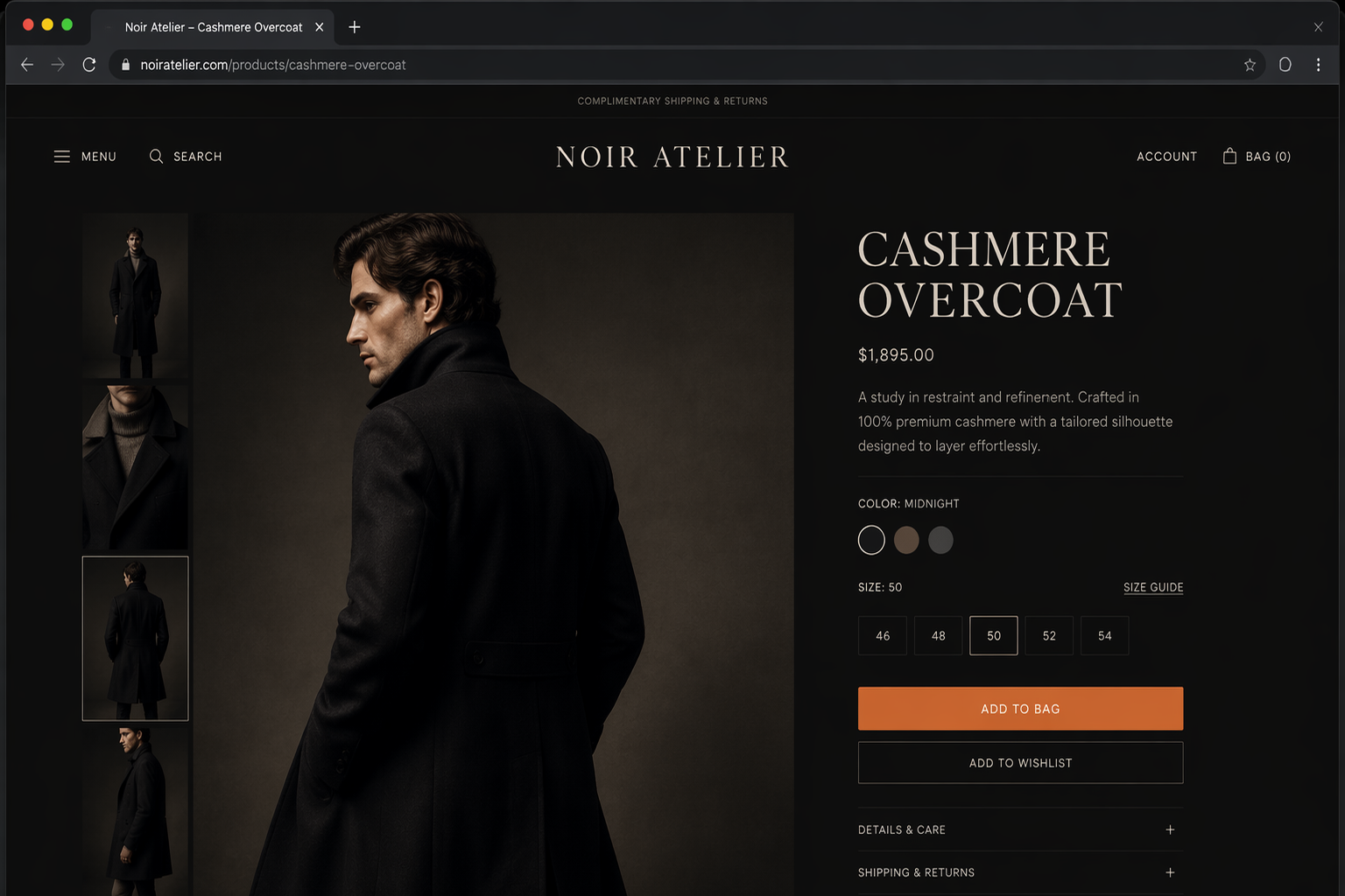 Ember — Editorial e-commerce for a fashion house.